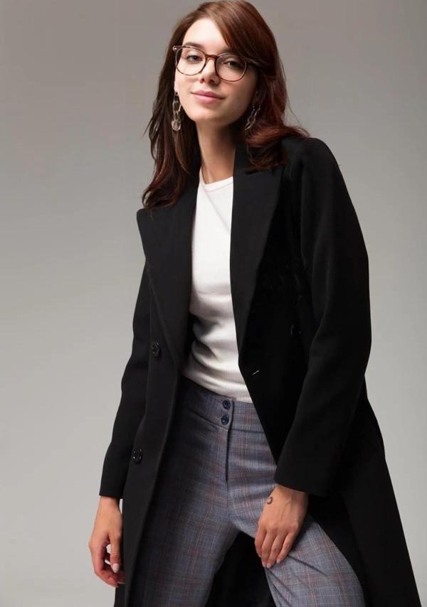 Tam Boy Beli Kuşaklı Kaşmir Kaşe Kaban - Image 1