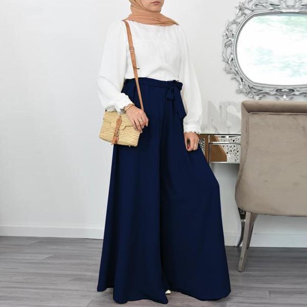 Keten Yazlık Günlük Kemerli Kadın Pantolon Şalvar - Image 1