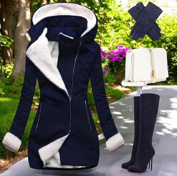 Kışlık Günlük Kaşmir Kadın Kaşe Kaban - Image 1