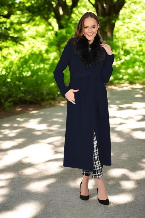 Kışlık Yakası Kürklü Kaşe Kaşmir Kaban - Image 1