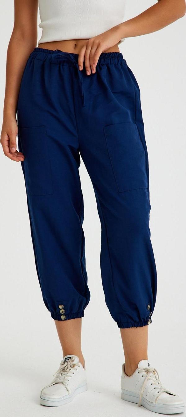 Keten Günlük Pantolon Beli Lastikli Bağcıklı - Image 1