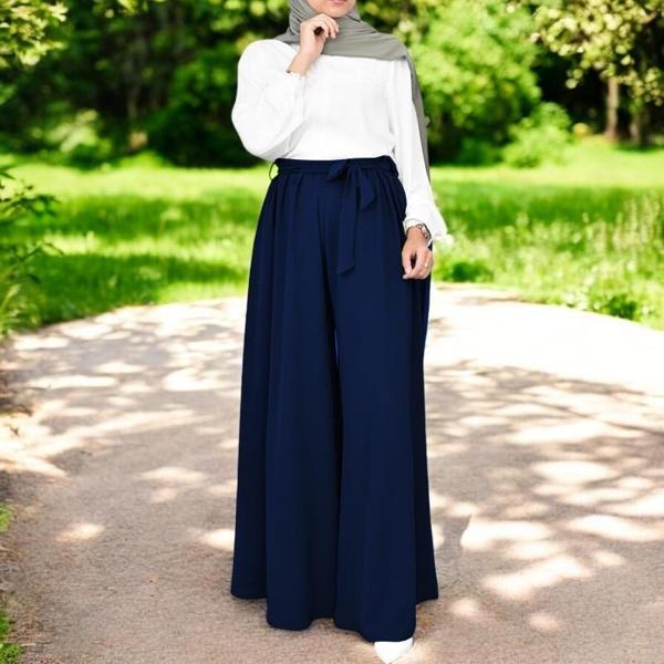 Yazlık Kemerli Keten Şalvar Pantolon - Image 1