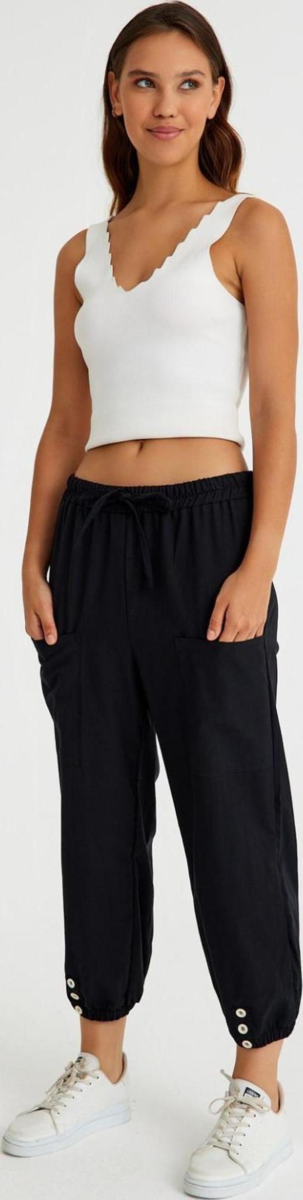 Keten Günlük Pantolon Beli Lastikli Bağcıklı - Image 1