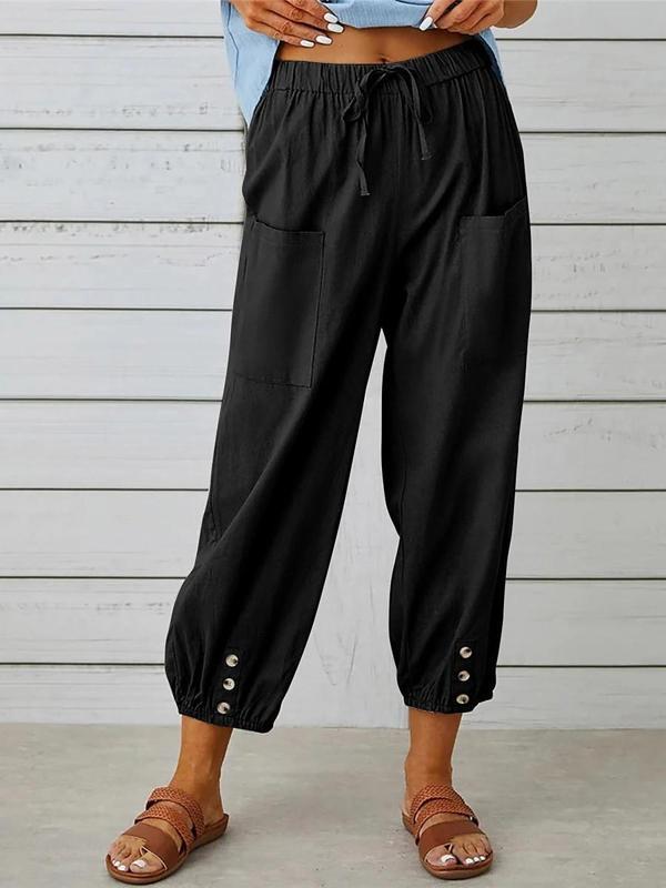 Keten Günlük Pantolon Beli Lastikli Bağcıklı - Image 1