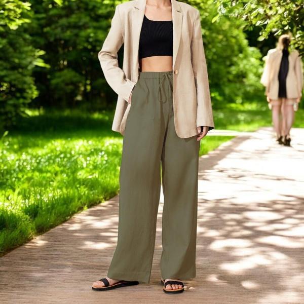 Beli Bağcıklı Yazlık Keten Pantolon - Image 1