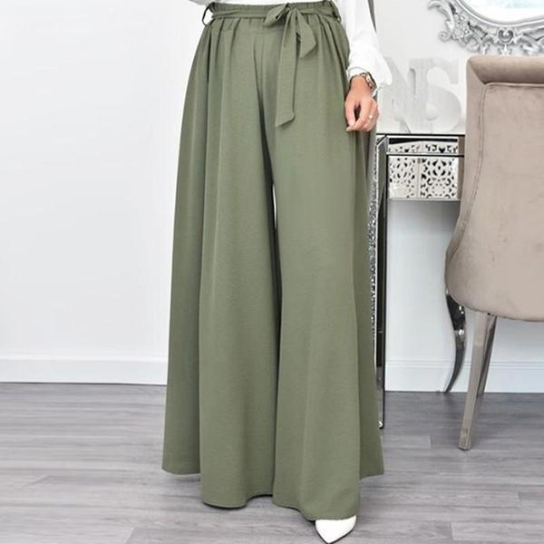 Keten Yazlık Günlük Kemerli Kadın Pantolon Şalvar - Image 1