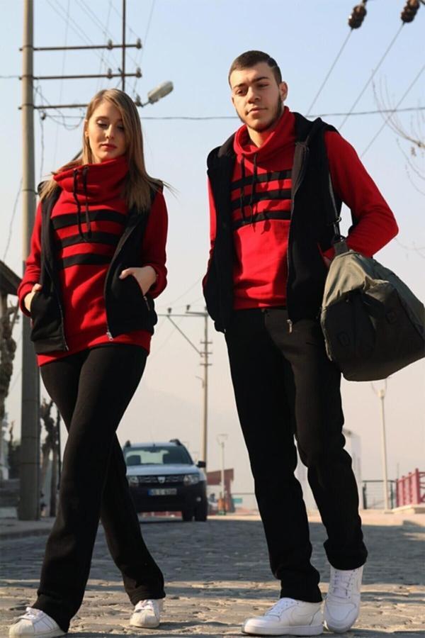 Günlük Kışlık Sevgili Eşofman Tekli Kadın Takım - Image 1