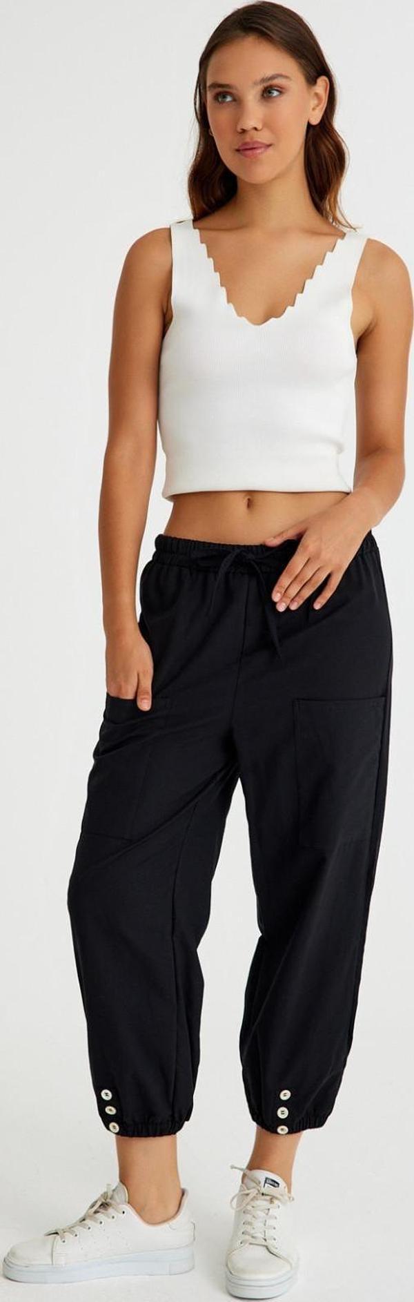 Keten Günlük Pantolon Beli Lastikli Bağcıklı - Image 1
