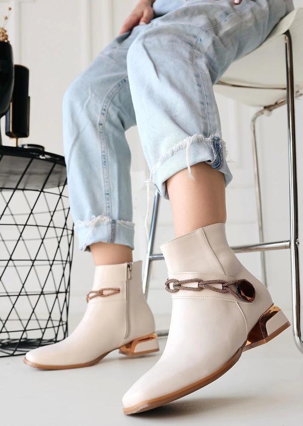 Roxani Bej Cilt Topuklu Bot - Image 1