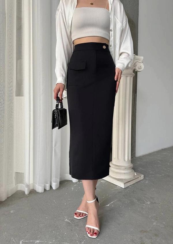 Uzun düğmeli etek - Image 1