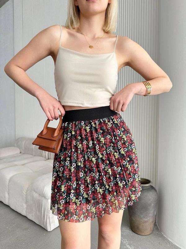 Baskılı astarlı mini etek - Image 1