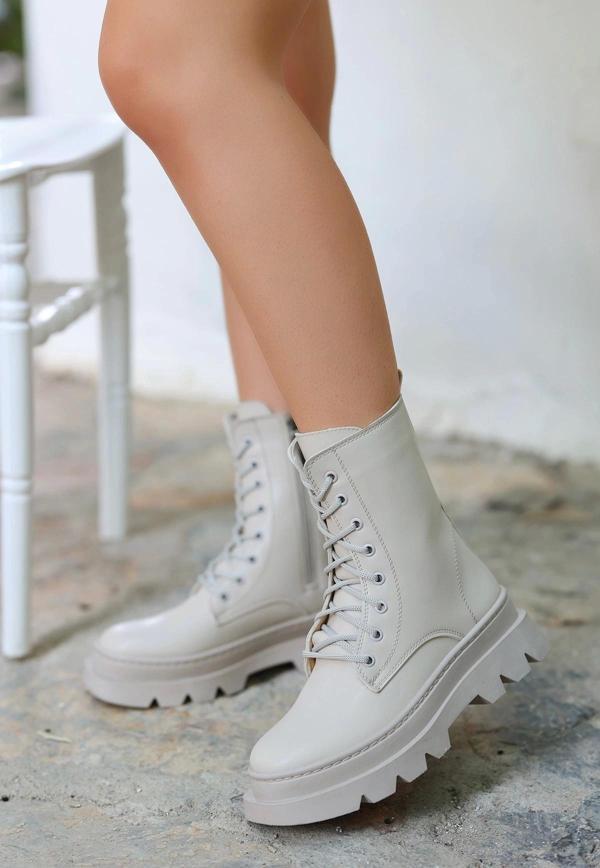 Orge Bej Cilt Bağcıklı Bot - Image 1