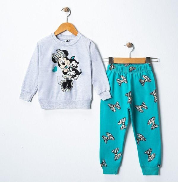 Riysgiyim Mickey Kurdela Baskılı Kız Çocuk Swetshirt Eşofman Takımı - Image 1