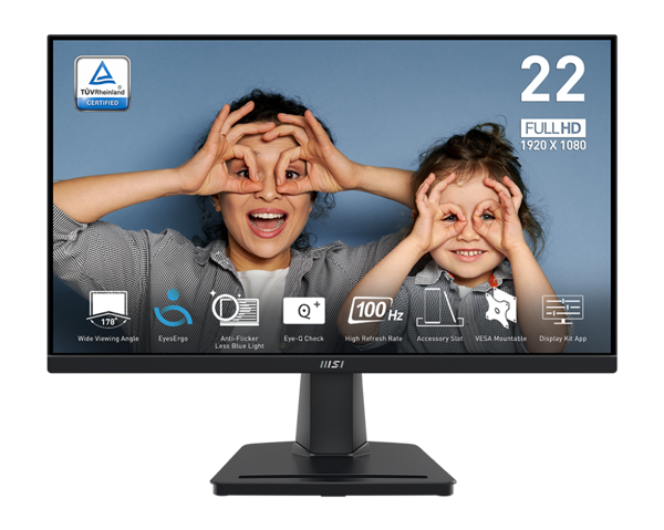 MSI 21.45" PRO MP225V 1920x1080 (FHD) 16:9 FLAT VA 100HZ 1MS ADAPTIVE-SYNC MONITOR - Image 1
