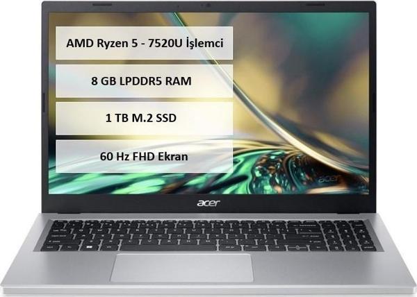 Acer Aspire 3 Ryzen 5 7520U 8GB 1TB SSD 15.6" FreeDos A315-24P-R42L-1 - Image 1