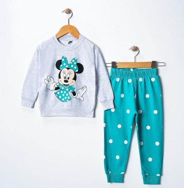 Riysgiyim Mickey Puantiyeli Baskılı Kız Çocuk Swetshirt Eşofman Takımı - Image 1