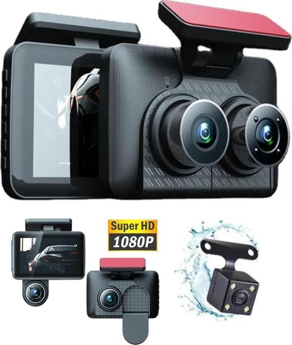 Araç İçi HD Kamera Video Kaydedici 3 Kamera 1080P Full HD Araç Kamerası WDR G-Sensor 5Mp Büyük Ekran - Image 1