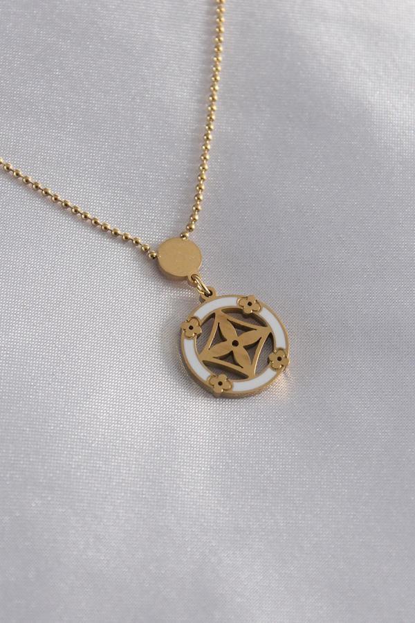 Gold Renk Çiçek Figür Kadın Kolye - EBJ250301W31279 - Image 1