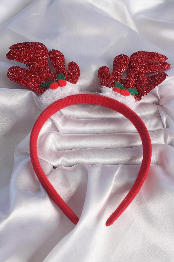 Yılbaşı Temalı Simli Geyik Boynuzu Figürlü Taç - EBJ241214W29870 - Image 1