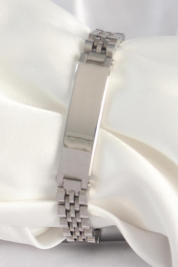 Gümüş Renk Zincir Künye Model Erkek Bileklik - EBJ250412W32624 - Image 1