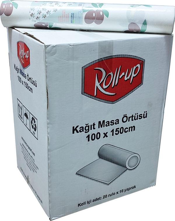 Roll-Up Tek Kullanımlık Laminelli Kağıt Masa Örtüsü-Çiçek Desenli-100x150 Cm-16 Yaprak-20 Rulo/Koli - Image 1