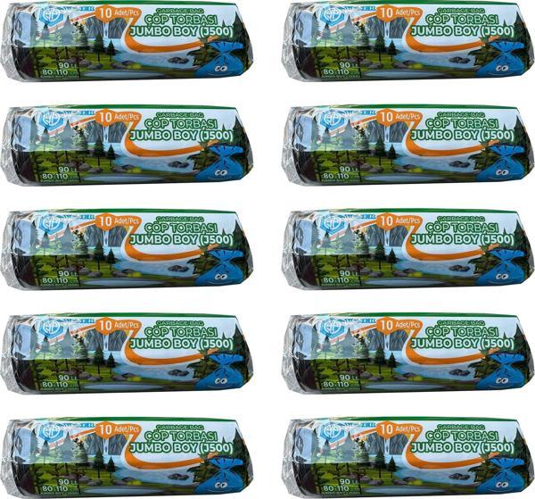 Yener Endüstriyel Jumbo Çöp Torbası Poşeti - 2 Kat - Siyah - 500 Gr. - 80x110 Cm. -10 Adetlik 10Rulo - Image 1