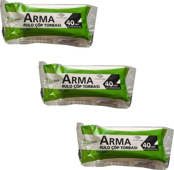 Arma Kimpack Beyaz Mini Boy 40 x 50 Cm. - 20 Litre Çöp Torbası Poşeti - 40 Adetlik 3 Rulo - Image 1