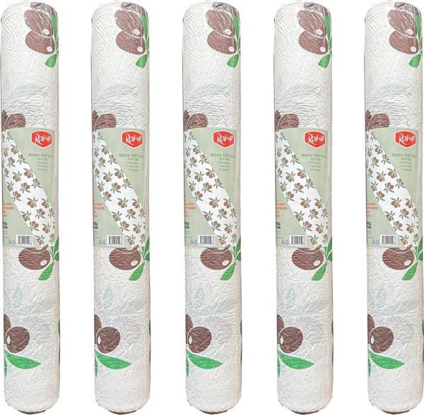 Roll-Up Zeytin Desenli Tek Kullanımlık Laminelli Kağıt Masa Örtüsü - 100x150 Cm. - 16 Yaprak 5 Rulo - Image 1