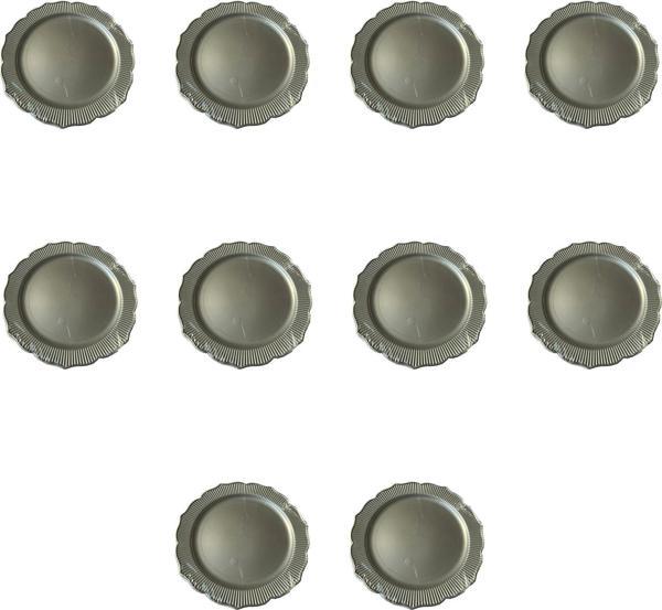 Davet Doğum Günü Parti Sert Plastik Yuvarlak Mika Tabak - 18 Cm. - Gri - 6'lı 10 Paket - Image 1