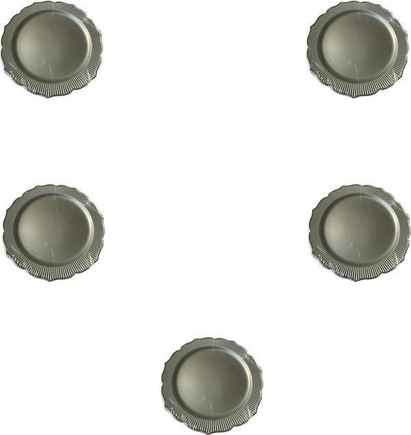 Davet Doğum Günü Parti Sert Plastik Yuvarlak Mika Tabak - 18 Cm. - Gri - 6'lı 5 Paket - Image 1