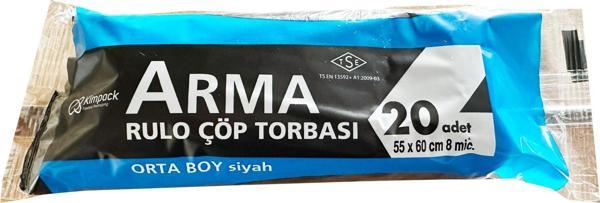 Arma Siyah Orta Boy 55 x 60 Cm. - 30 Litre Çöp Torbası Poşeti - 20 Adetlik 1 Rulo - Image 1
