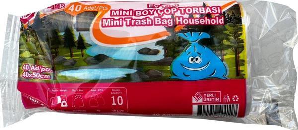 Yener Mini Küçük Boy Çöp Torbası Poşeti - 2 Kat - Beyaz - 10 Litre - 40x50 Cm. - 40 Adetlik 1 Rulo - Image 1