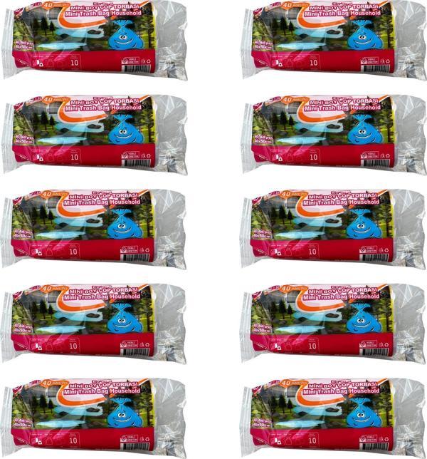 Yener Mini Küçük Boy Çöp Torbası Poşeti - 2 Kat - Beyaz - 10 Litre - 40x50 Cm. - 40 Adetlik 10 Rulo - Image 1