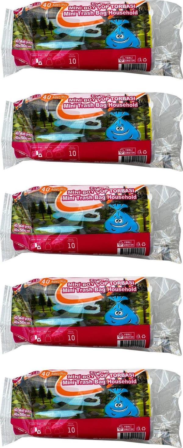 Yener Mini Küçük Boy Çöp Torbası Poşeti - 2 Kat - Beyaz - 10 Litre - 40x50 Cm. - 40 Adetlik 5 Rulo - Image 1
