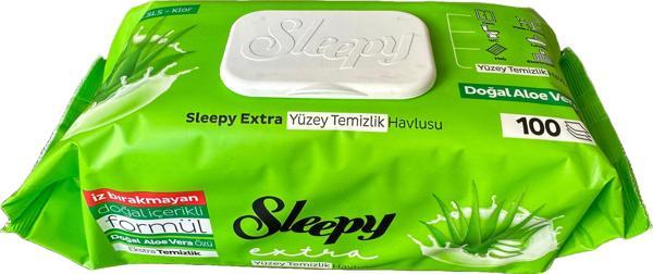 Sleepy Extra Doğal Aloe Vera Özlü Yüzey Temizlik Islak Havlusu - 100'lü Paket - Image 1