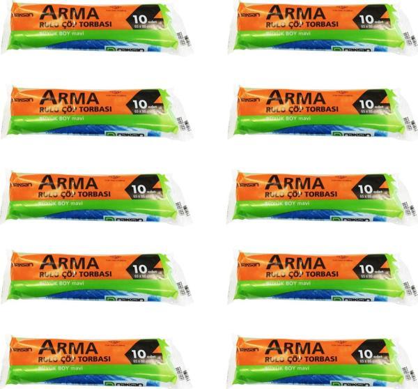 Arma Standart Büyük Boy 50 Litre Çöp Torbası Poşeti / 65 x 80 Cm - Mavi - 10 Adetlik 10 Rulo - Image 1