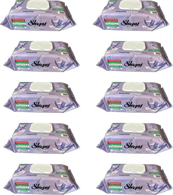 Sleepy Extra Doğal Lavanta Özlü Islak Yüzey Temizlik Havlusu - 100'lü 10 Paket - Image 1
