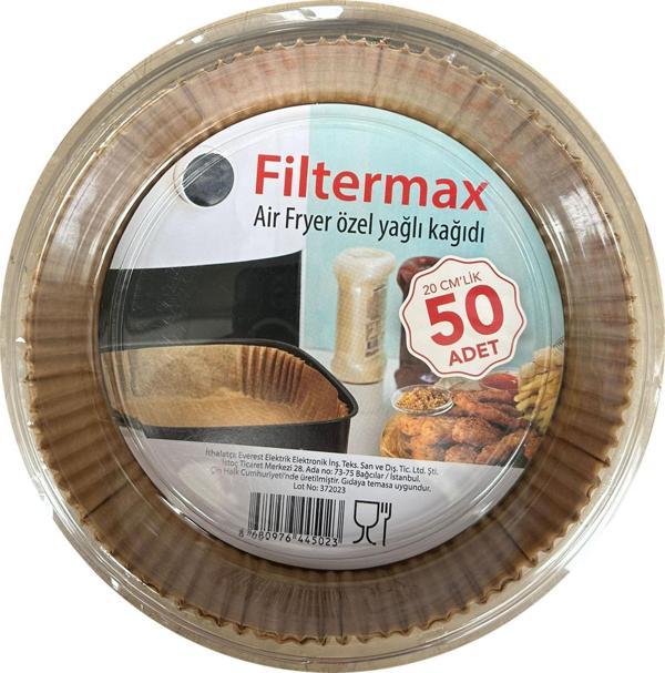 Filtermax Yağlı Airfryer Fırın Fritöz Tepsi Pişirme Kızartma Kağıdı - Yuvarlak - 20 Cm. - 50 Adet - Image 1