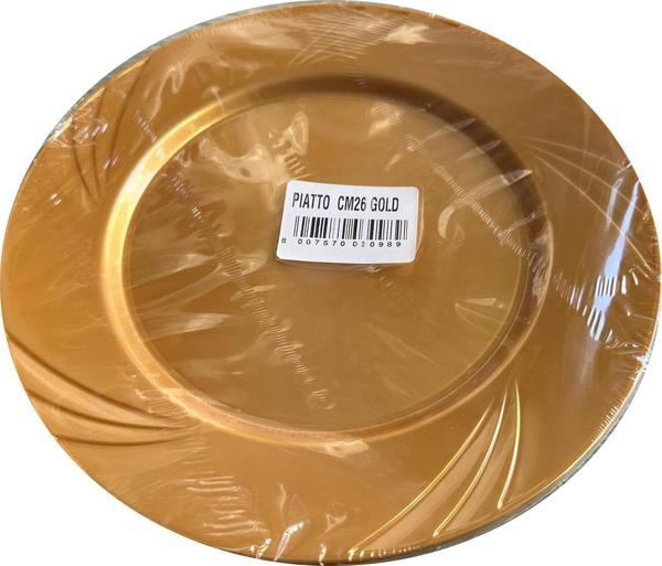 Kullan At Parti Davet Sunum Servis Plastik Sert Mika Tabak - 26 Cm. - Altın - 6 Adetlik Paket - Image 1
