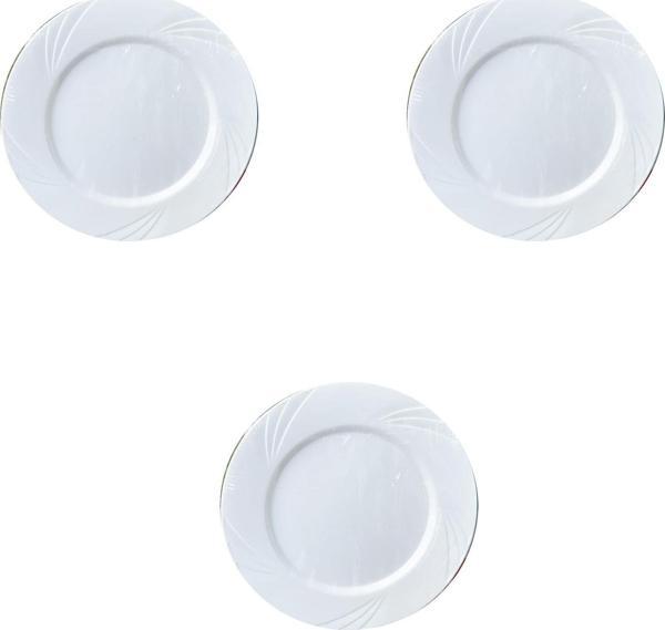 Kullan At Parti Davet Sunum Servis Plastik Sert Mika Tabak - 26 Cm. - Beyaz - 6 Adetlik 3 Paket - Image 1