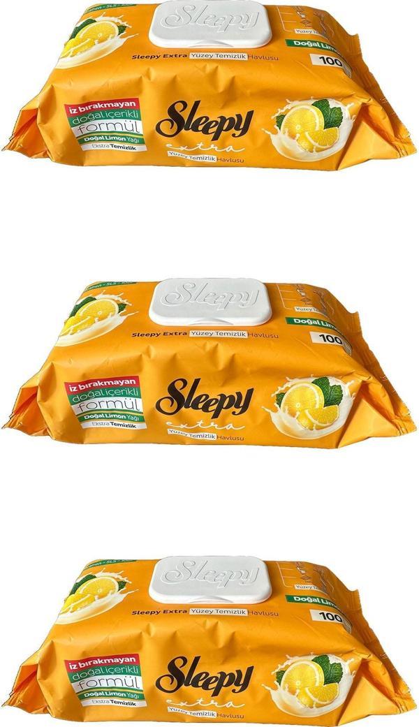Sleepy Extra Doğal Limon Yağı Özlü Islak Yüzey Temizlik Havlusu - 100'lü 3 Paket - Image 1