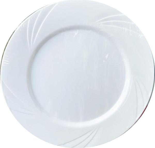 Kullan At Parti Davet Sunum Servis Plastik Sert Mika Tabak - 26 Cm. - Beyaz - 6 Adetlik Paket - Image 1