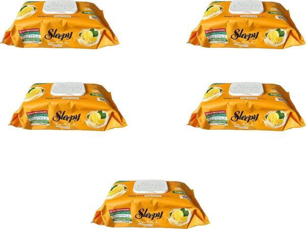 Sleepy Extra Doğal Limon Yağı Özlü Islak Yüzey Temizlik Havlusu - 100'lü 5 Paket - Image 1