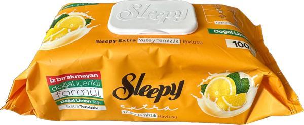 Sleepy Extra Doğal Limon Yağı Özlü Islak Yüzey Temizlik Havlusu - 100'lü Paket - Image 1