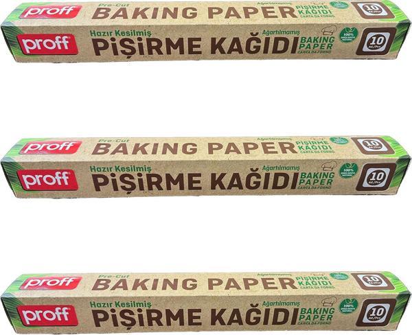 Proff Ağartılmış Doğal Kesimli Yağlı Fırın Pişirme Kızartma Kağıdı - 42x37 Cm. - 10 Adetlik 3 Kutu - Image 1