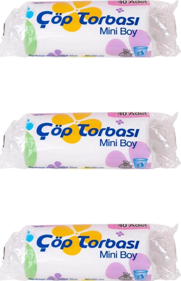 Canhome Beyaz Mini Küçük Boy 40x50 Cm. 30 Litre Çöp Torbası Poşeti - 40 Adetlik 3 Rulo - Image 1