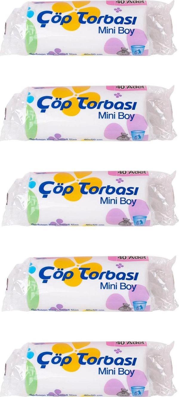 Canhome Beyaz Mini Küçük Boy 40x50 Cm. 30 Litre Çöp Torbası Poşeti - 40 Adetlik 5 Rulo - Image 1