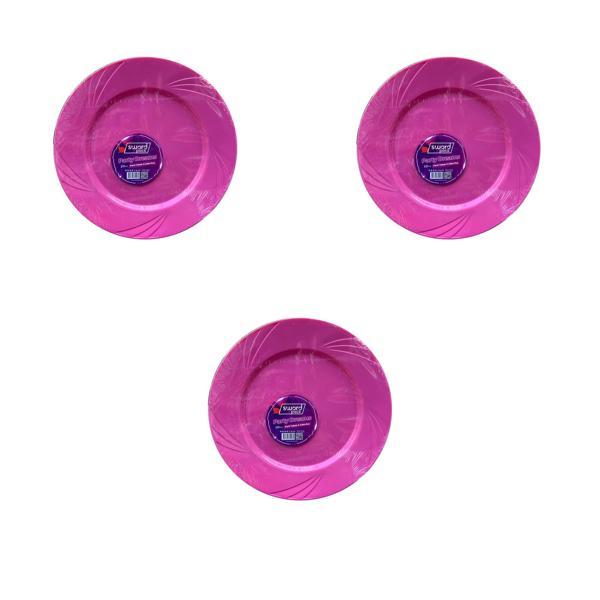 Kullan At Parti Davet Sunum Servis Plastik Sert Mika Tabak - 26 Cm. - Pembe - 6 Adetlik 3 Paket - Image 1
