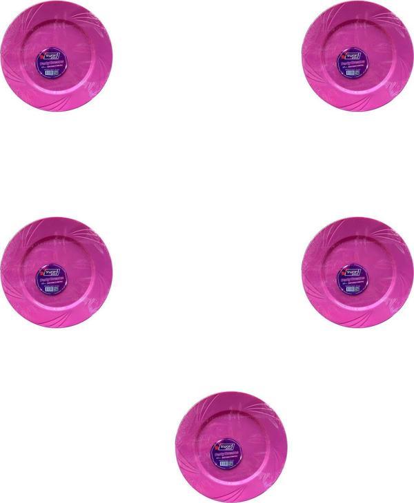 Kullan At Parti Davet Sunum Servis Plastik Sert Mika Tabak - 26 Cm. - Pembe - 6 Adetlik 5 Paket - Image 1