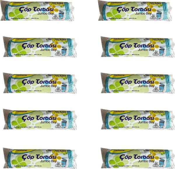 Canhome Jumbo Boy - Mavi -  210 Gr. - 80x110 Cm. - 80 Litre Çöp Torbası Poşeti - 10 Adetlik 10 Rulo - Image 1